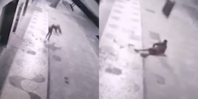 Atrapalhado- ladrão  cai de 2º andar de prédio onde foi roubar e é atingido por Tv que furtou
