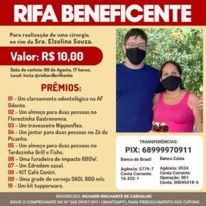 Estudante faz rifa para custear cirurgia da mãe: ainda dá tempo de comprar. Veja os detalhes 2 foto rifa