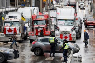 Capital do Canadá sitiada por caminhoneiros antivacina