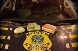 Após revista em ônibus, homem é preso com drogas na BR 364
