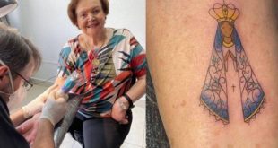 Aos 91 anos, idosa faz tatuagem para pagar promessa