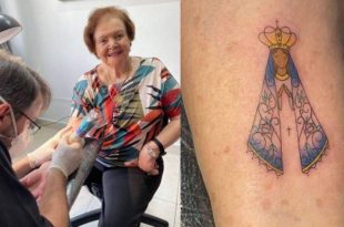 Aos 91 anos, idosa faz tatuagem para pagar promessa
