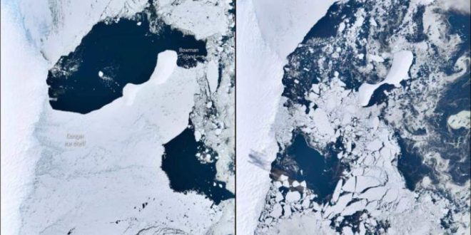 Satélite europeu mostra colapso de plataforma de gelo na Antártida