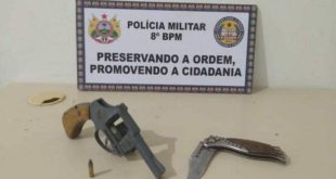 8° BPM apreende arma de fogo no Bairro Eugênio Augusto Areal em Sena Madureira