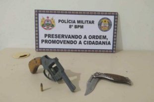 8° BPM apreende arma de fogo no Bairro Eugênio Augusto Areal em Sena Madureira