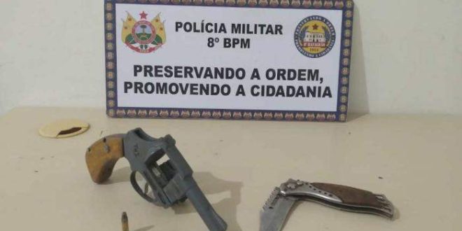 8° BPM apreende arma de fogo no Bairro Eugênio Augusto Areal em Sena Madureira