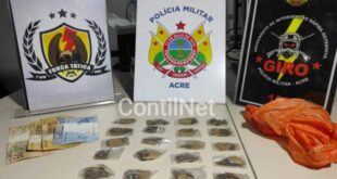 Flagrada com droga, dupla tenta fugir da polícia, mas acaba presa em Rio Branco