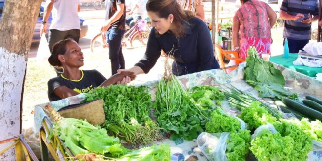 Mara Rocha recebe apoio de comerciantes e produtores em caminhada no Quinari