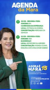 Mara Rocha realiza caminhada e bandeiraço nesta segunda-feira 2 Mara Rocha realiza caminhada e bandeiraço nesta segunda-feira