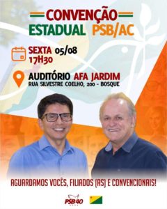 PSB realiza convenção estadual nesta sexta-feira (5)