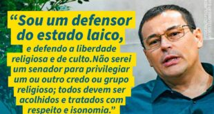 "Defendo liberdade e igualdade de tratamento para todas as religiões", diz Sanderson Moura