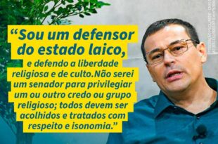 "Defendo liberdade e igualdade de tratamento para todas as religiões", diz Sanderson Moura