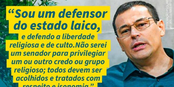"Defendo liberdade e igualdade de tratamento para todas as religiões", diz Sanderson Moura