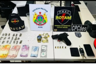PM apreende arma de fogo e entorpecentes em festa com menores na estrada de Porto Acre