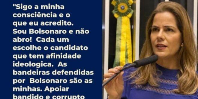 A deputada Mara Rocha reafirma seu posicionamento sobre o segundo turno: "É Bolsonaro presidente de novo"