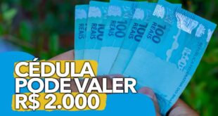 Cédula de R$ 5,00 pode valer aproximadamente R$ 2.000