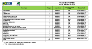 Sine tem 37 vagas de emprego para o Acre nesta segunda-feira, 2