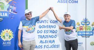 Governador Gladson Cameli e prefeito de Rio Branco visitam instalações do Carnaval da Família