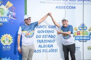 Governador Gladson Cameli e prefeito de Rio Branco visitam instalações do Carnaval da Família