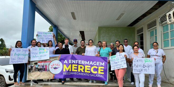 Profissionais de enfermagem fazem manifestação por valorização salarial na capital e interior
