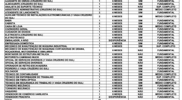 Sine disponibiliza quase 50 vagas de emprego para o Acre nesta segunda