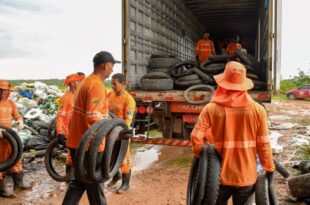 Pneus usados de Cruzeiro do Sul são enviados para Mato Grosso para reciclagem