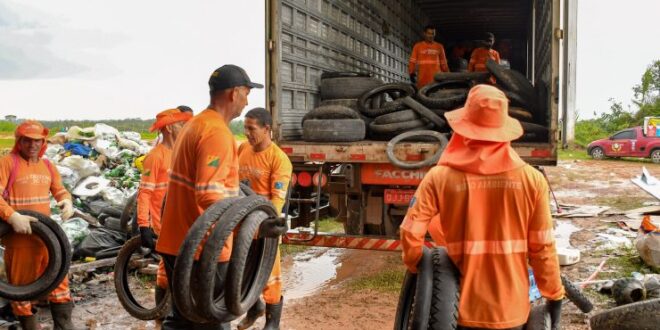 Pneus usados de Cruzeiro do Sul são enviados para Mato Grosso para reciclagem