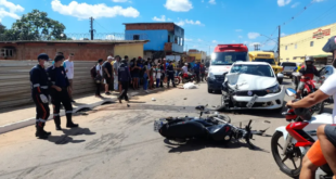 Colisão entre carro e moto deixa motociclista ferido no bairro Tucumã