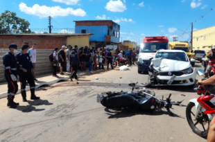 Colisão entre carro e moto deixa motociclista ferido no bairro Tucumã