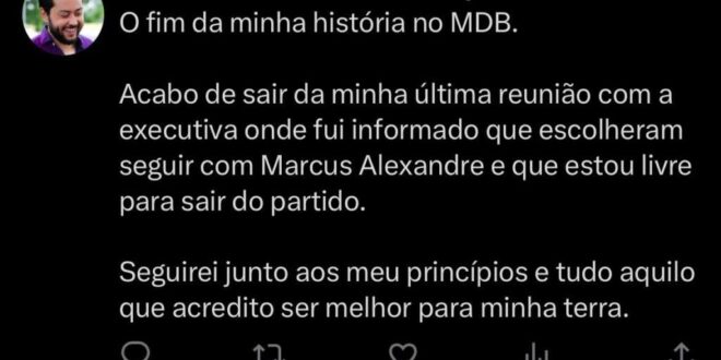 Após reunião, Jarude recebe liberação e anuncia saída do MDB