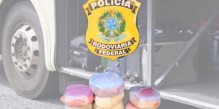 Mulher com criança de 2 anos em ônibus é detida com 7,5 quilos de cocaína pela PRF