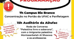 Dia de paralisação na UFAC: veja as atividades programadas para esta terça-feira 07