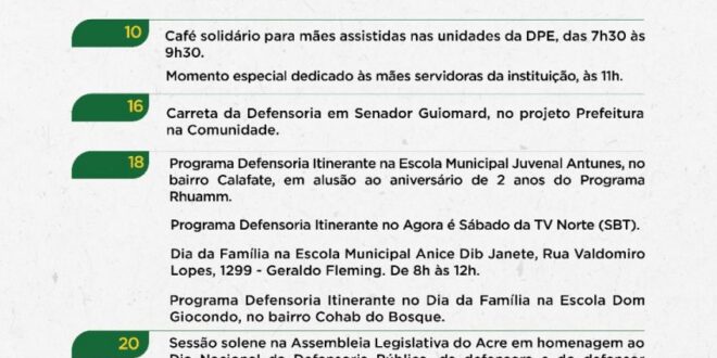 DPE/AC lança programação para o mês da Defensoria Pública