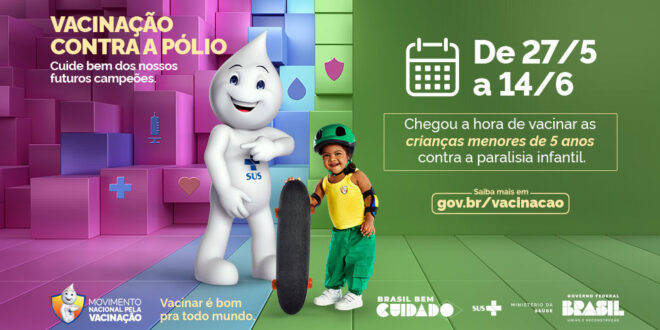 Campanha de vacinação contra paralisia infantil inicia nesta segunda-feira, 27