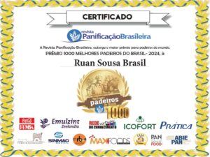 Professor da Escola de Gastronomia recebe certificado do Prêmio 1000 Melhores Padeiros do Brasil 2 Professor da Escola de Gastronomia recebe certificado do Prêmio 1000 Melhores Padeiros do Brasil