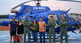 Sejusp realiza voo de helicóptero com ganhadores da campanha Voando com a Segurança