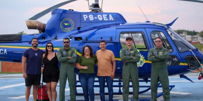 Sejusp realiza voo de helicóptero com ganhadores da campanha Voando com a Segurança