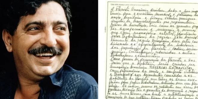À frente de seu tempo: Chico Mendes enviou carta para que Constituição defendesse a Amazônia