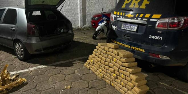 PRF intercepta veículo carregado com 107 kg de maconha
