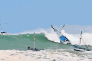 Ondas gigantes matam 1 no Equador e fecham 90 portos