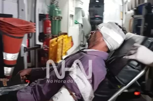 Lâmina de roçadeira quebra e fica cravada na testa de trabalhador
