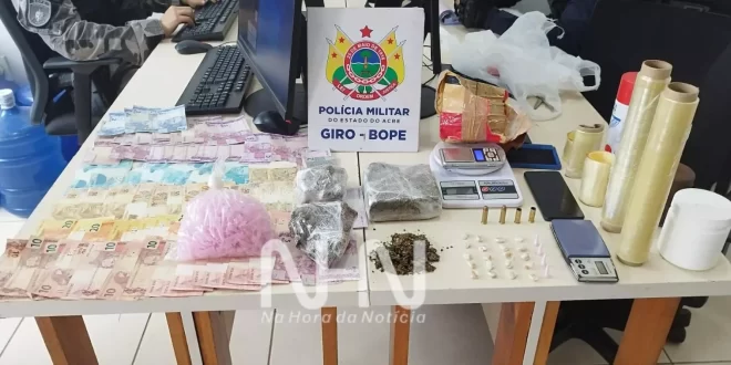 Suspeitos são presos por tráfico de drogas e posse de munição