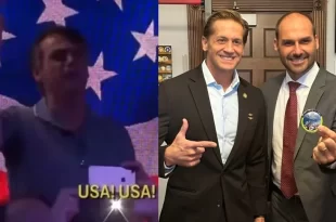 Contra o país: Eduardo articula sanções ao Brasil nos EUA e Jair Bolsonaro comemora: "Deus os abençoe