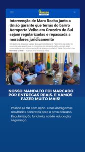 Regularização Fundiária no Bairro Aeroporto Velho beneficia 248 famílias. Essa conquista tem nome: Mara Rocha 5 Regularização Fundiária no Bairro Aeroporto Velho beneficia 248 famílias. Essa conquista tem nome: Mara Rocha