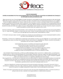 Escola curral: Sinteac sai em defesa do TCE e cobra aprofundamento das investigações 2 Escola curral: Sinteac sai em defesa do TCE e cobra aprofundamento das investigações