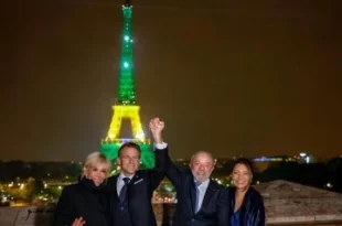Prestígio: Torre Eiffel se ilumina com as cores do Brasil durante visita de Lula