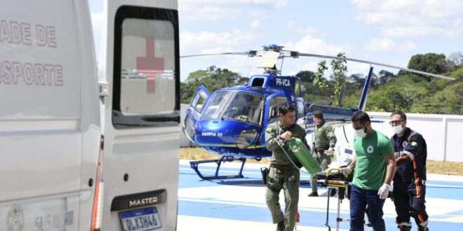 Samu e Ciopaer realizam resgate aéreo de paciente com traumatismo