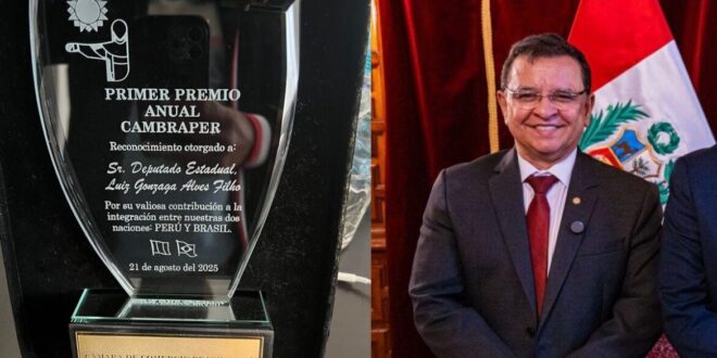 Em Lima, Gonzaga é homenageado pela Câmara de Comércio Brasil-Peru pela luta em prol da integração comercial
