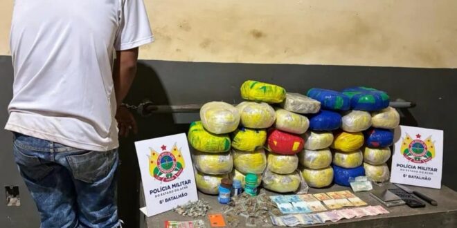 Tráfico de drogas no Acre: jovem é preso com 30kg de maconha