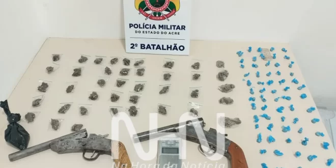 Violência em Rio Branco: polícia apreende novo lote de armas e drogas